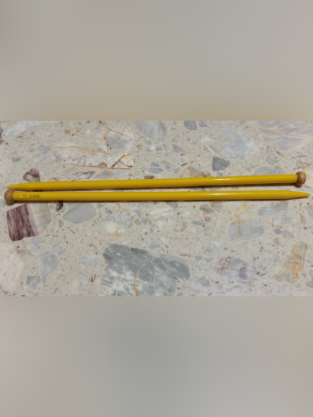 Vintage Boye Size 15 Yellow Plastic Knitting Needles